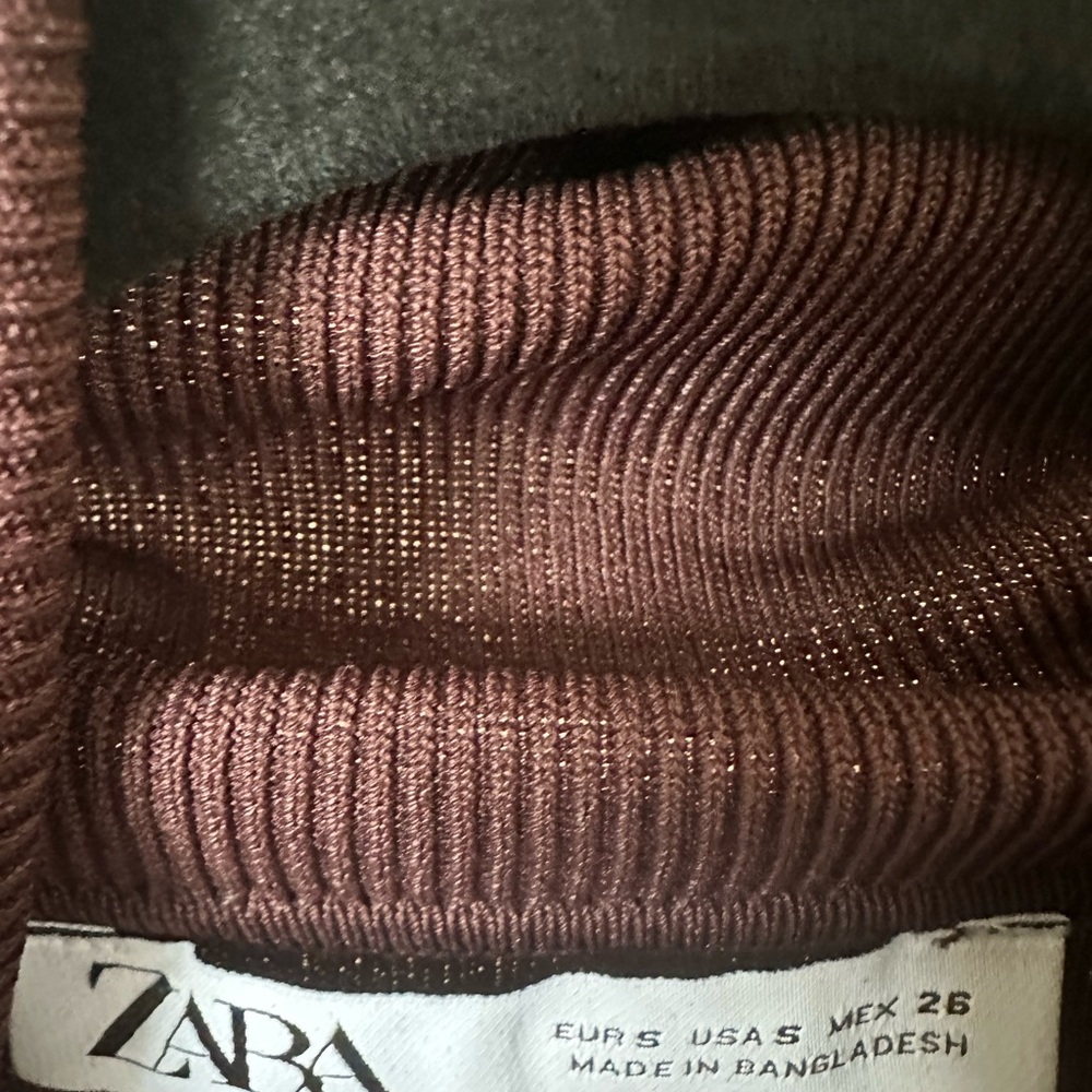 Zara Brown Ribbed Knit Top - Picture 3 of 6